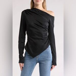 A.L.C. Jamie Black One Shoulder Asymmetrical Off-Shoulder Blouse NWT